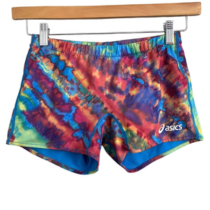 Vintage Asics Tie Dye / Blue Short Shorts - Small, REVERSIBLE!